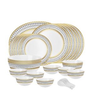 Cello Divine Series Elinor Opalware Dinner Set - 33 Piece Crockery Set for Dining, Opal Glass Dinner Plates & Bowls Included