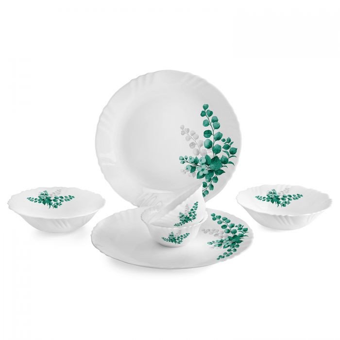 Cello Aqua Leaves Dinner Set Opal Dinnerware Imperial Collection 10 Pcs