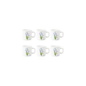 Larah by Borosil Opalware Lavender Mug Set-100 ml x 6-Coffee Cups & Mugs