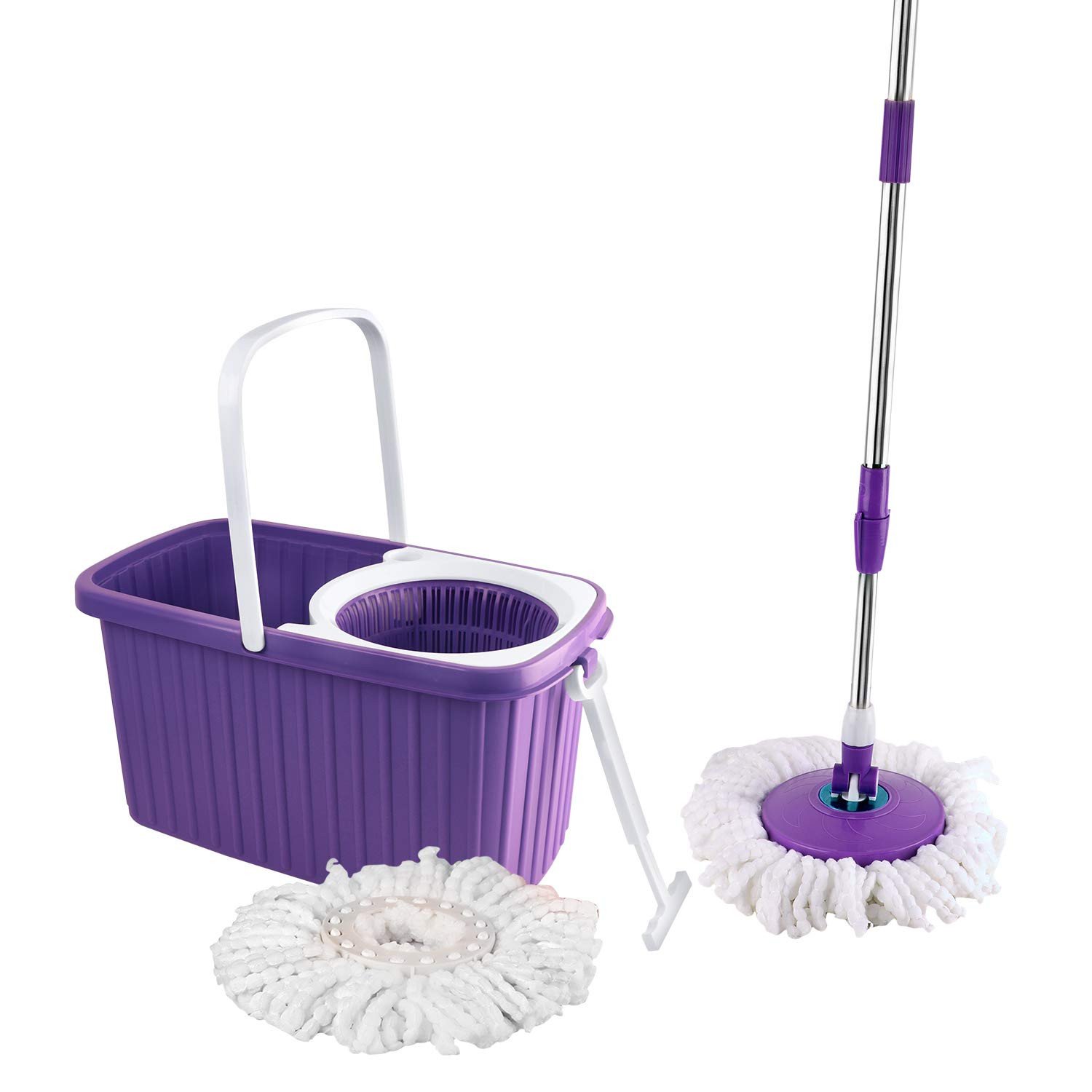 Cello Kleeno Hi Clean Spin Mop with 2 refill and 1 liquid dispenser Violet