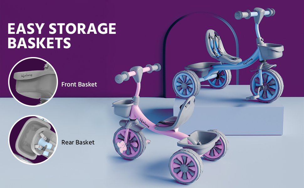 Lifelong Trike Cycle for Kids Cycle 2-5 Years - Tricycles for Boy&Girl - Baby Cycle -Bicycle for Kids - Bike for Kids with 3 Eva Wheels,Bell&Basket for Toys -Durable Tricycle 30Kg Capacity,Multicolor