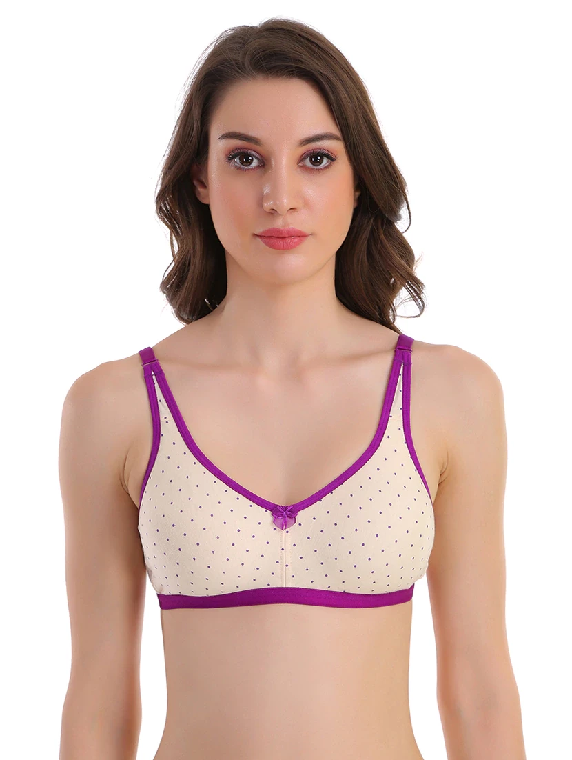 Contrast Bind Polka Dot Bra