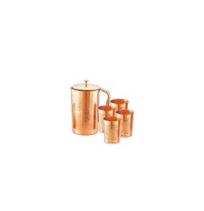 Cello Sanjeevani Copper Jug Gift Set, 1500ml, 4 Glass (310 ml)-Cello Water Jug