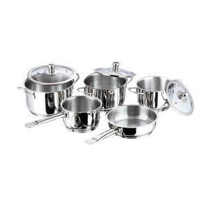 Vinod Stainless Steel Induction Friendly Tuscany Set, 5-Pieces, silver, pack of 5