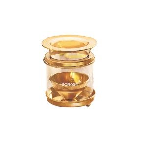 Borosil Diffuser Akhand Diya-Brass Table Diya (Medium) Antique Festivals Table Diya