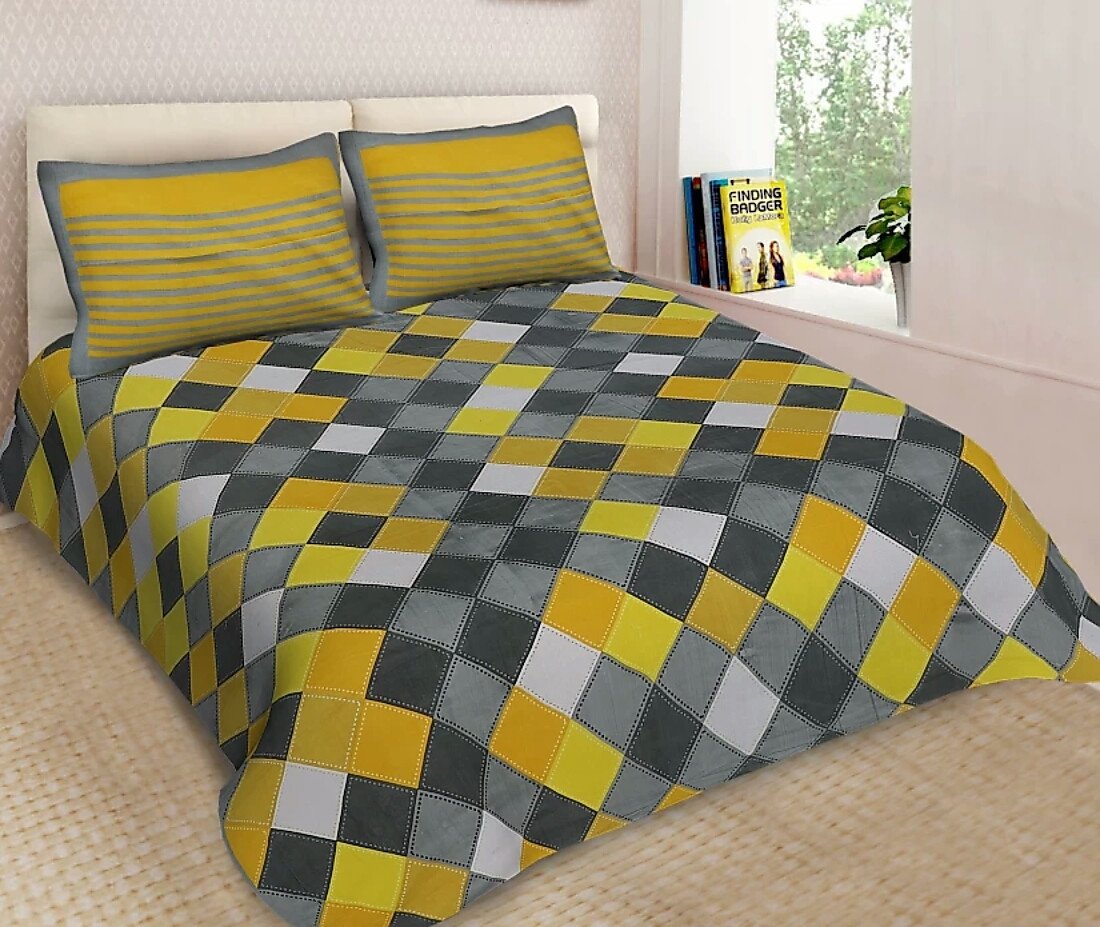 Sanganeri Mart Jaipuri Prints Cotton Bed sheet For Double Bed With Two Pillow Cover Size 85 x 95 Inch
