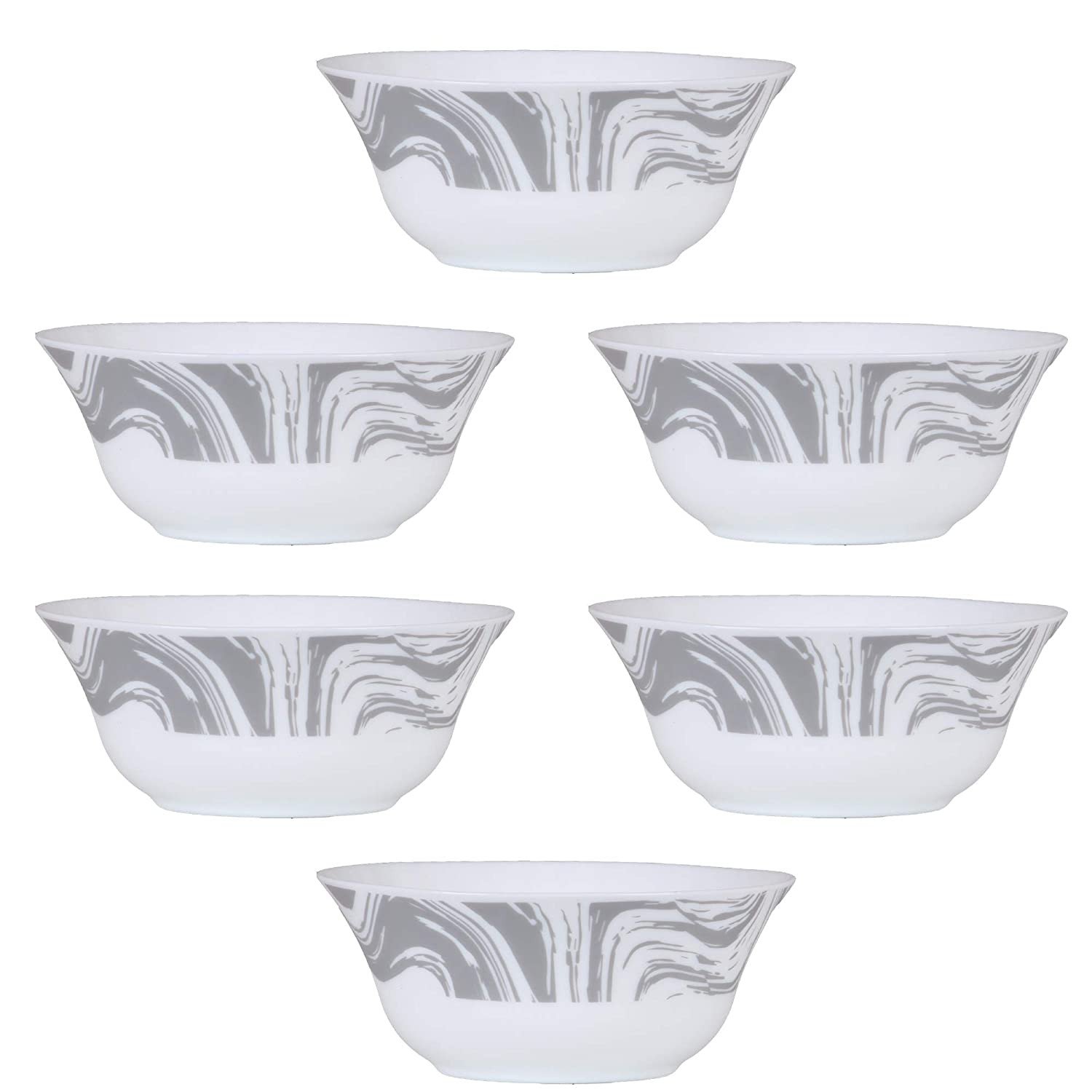 Larah by BOROSIL Veg Bowl (185ml, White)- Set of 6 (Marble)