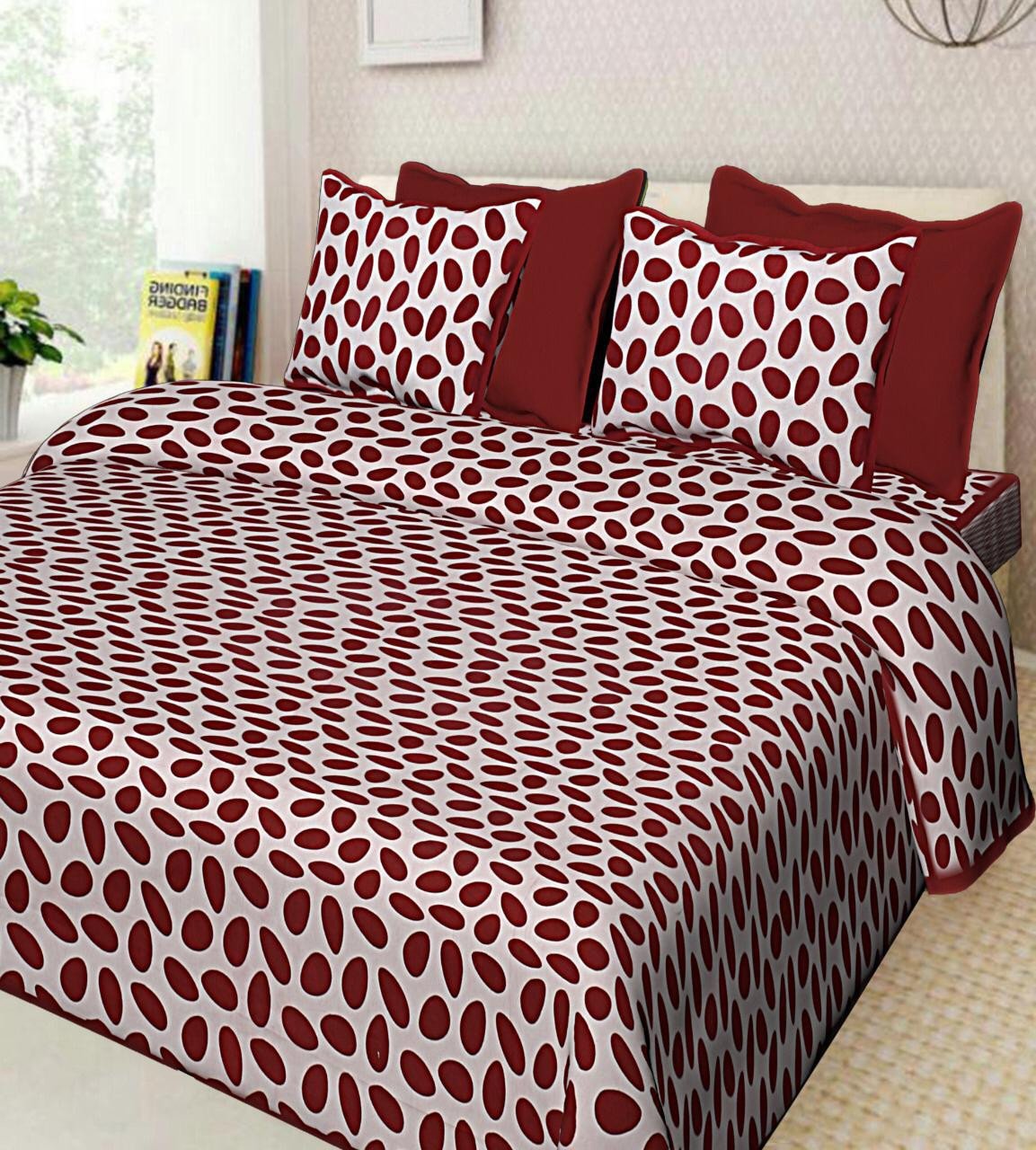 Sanganeri Mart Jaipuri Prints Cotton Bed sheet For Double Bed With Two Pillow Cover Size 85 x 95 Inch