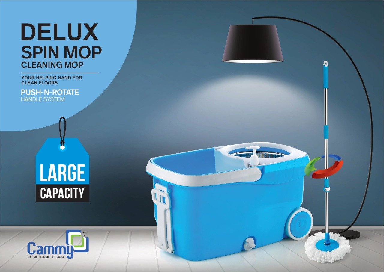 Cammy Delux Spin Cleaning Mop, 360 Cleaning Mop, 360 Spin Mop Set with Bucket- Blue with 2 Refills