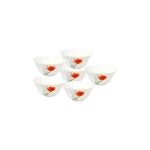 Diva Laopala Design Soul Passion Opalware Soup Bowl (White, Pack of 6)