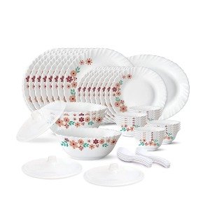Larah by BOROSIL Ayana Opalware Dinner Set - 47 Pieces, White