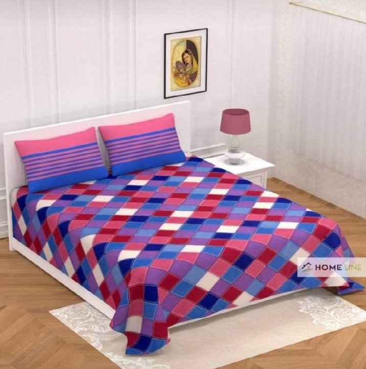 Sanganeri Mart Jaipuri Prints Cotton Bed sheet For Double Bed With Two Pillow Cover Size 85 x 95 Inch