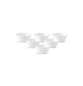 Diva From La Opala Glass Solid Opalware Vegetable Bowl Set, 6 Pieces, White