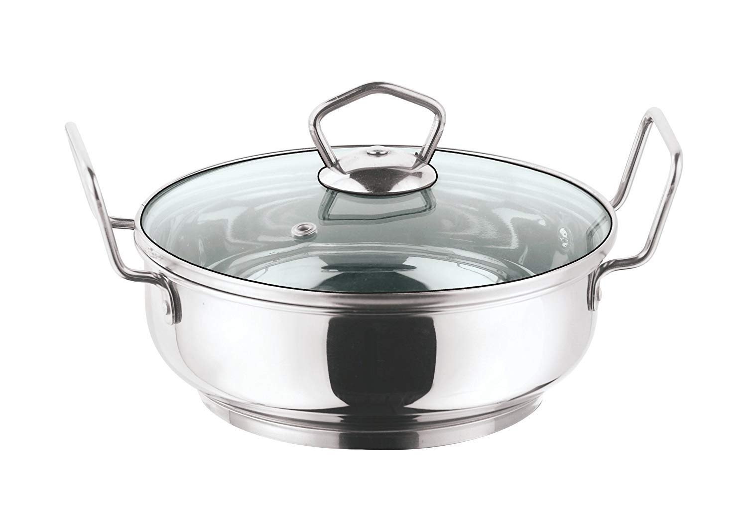 Vinod Stainless Steel Kadai with Glass Lid- 30 cm, 5.8 Ltr (Induction Friendly)