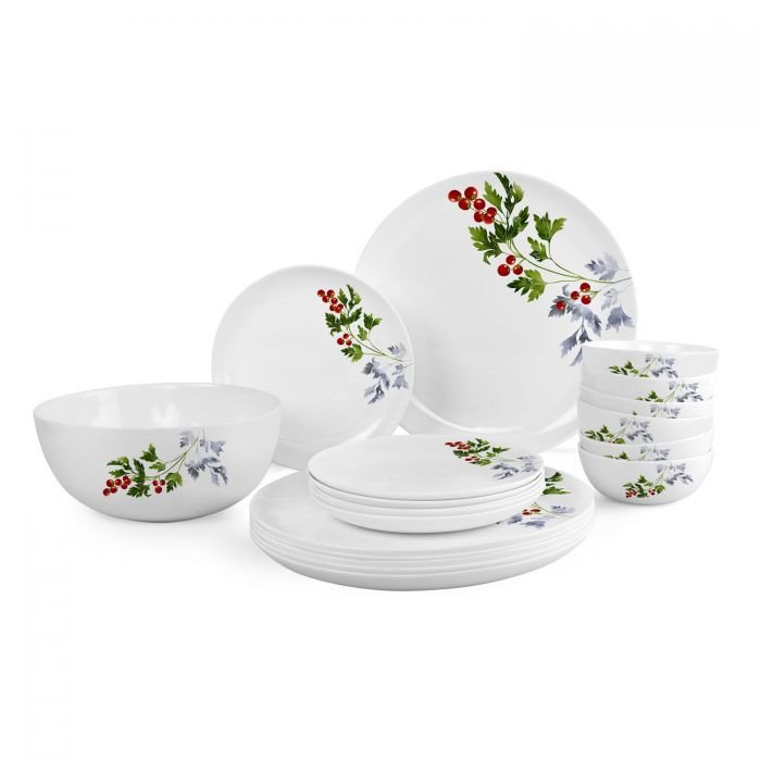 Cello Cherry Tomato Dinner Set Opal Dinnerware Royale Collection 45 Pcs