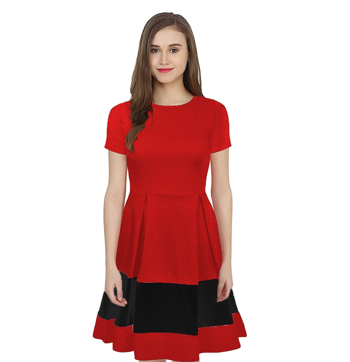 Women Skater Red, Black Dress