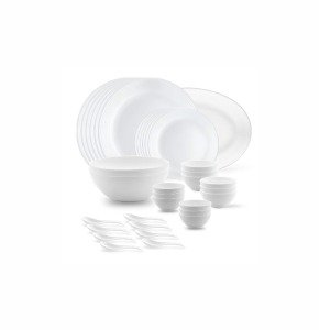 Larah by BOROSIL Opalware Dinner Set - 33 Pieces White