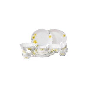 Cello Imperial Frangipani Opal ware Dinner Set 27 Pieces, White-(Microwave Safe)