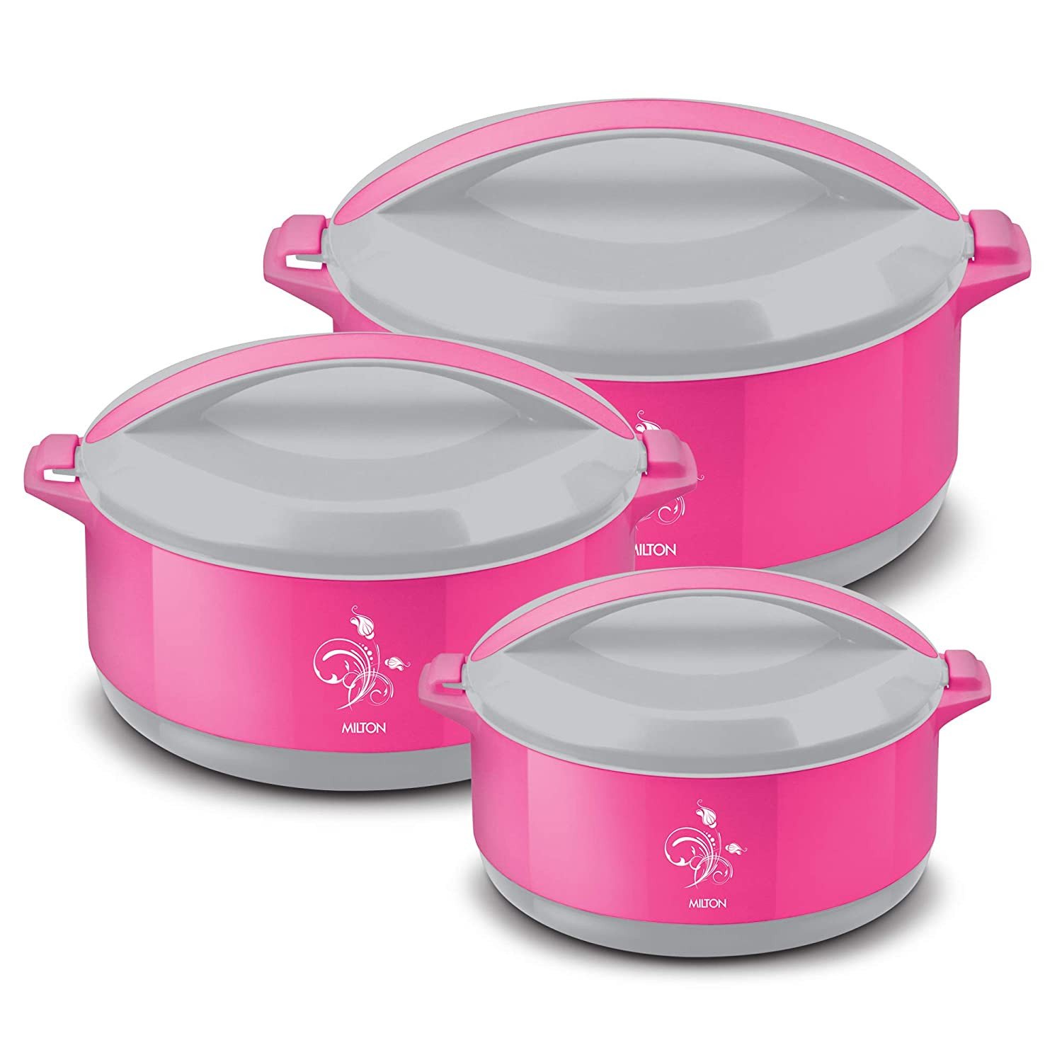 Milton Divine Jr Inner Steel Casserole Gift Set of 3, Pink, Contemporary