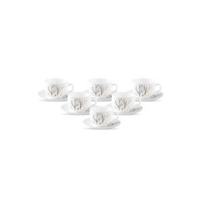 LaOpala Diva Golden Fall Cup Saucer Set Of 6 (White)