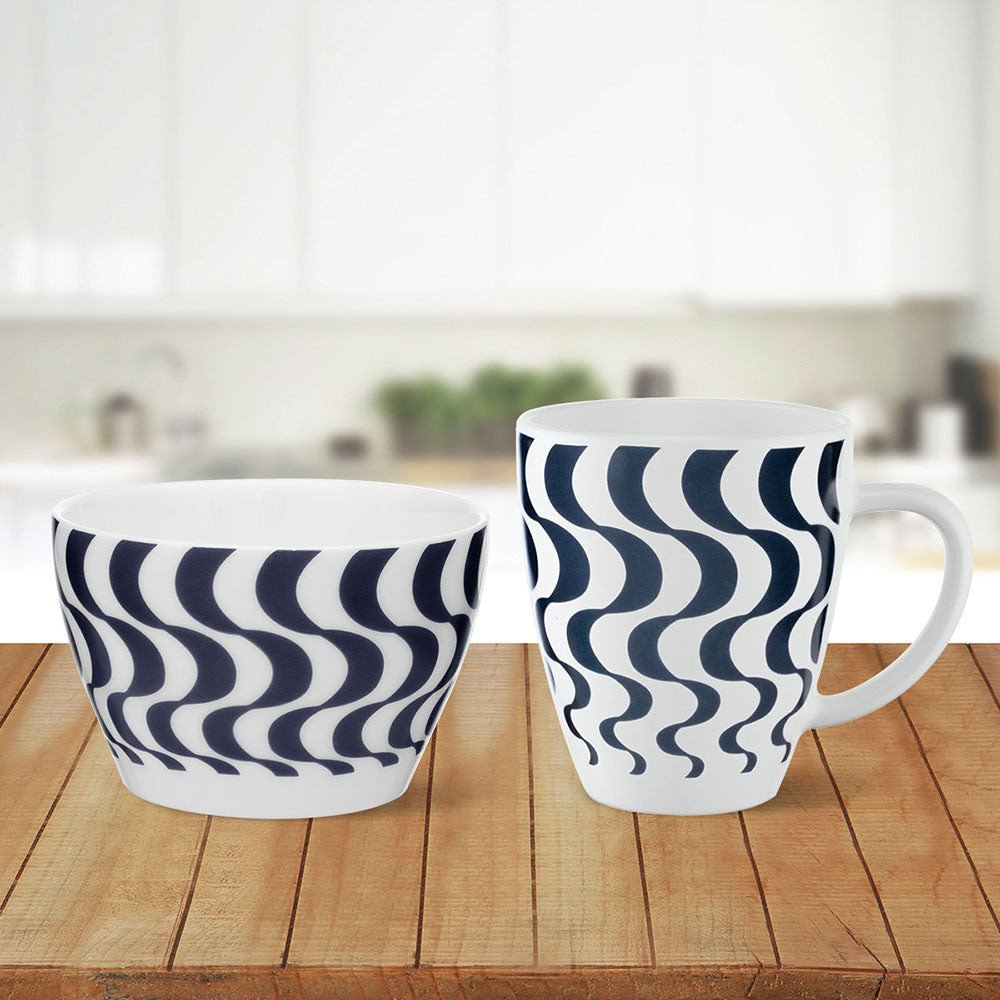 Larah By Borosil Waves Blue Breakfast Set