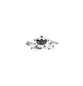 Vinod Hard Anodized 6 pcs Multi Kadai with Stainless Steel Lid, 2 Idli Plates, 2 Dhokla Plates and 1 Patra Plate - Silver (Induction and Gas Stove Friendly)