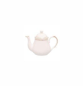 Femora Indian Ceramic Fine Bone China Gold Line Tea Kettle Tea Pot for Office, Home, 1pc, Serving for 3