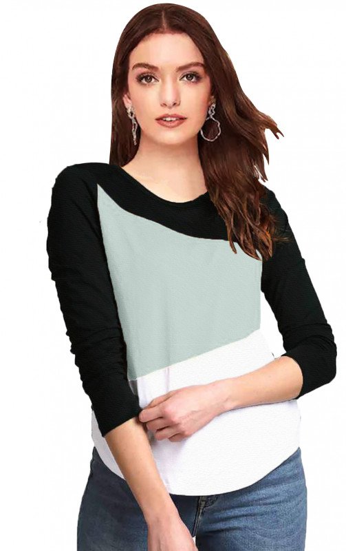 Full Sleeve Color Block Women Sweatshirt