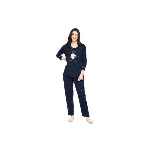 Sweet Dreams in Style: Women's Cotton Dot Printed Night Suit Set with Top & Pyjama