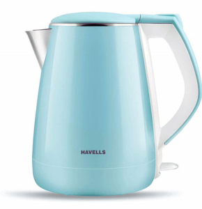 Havells Aqua Plus 1.2 liter Double Wall Kettle / 304 Stainless Steel Inner Body / Cool touch outer body / Wider mouth/(Blue, 1500 Watt)