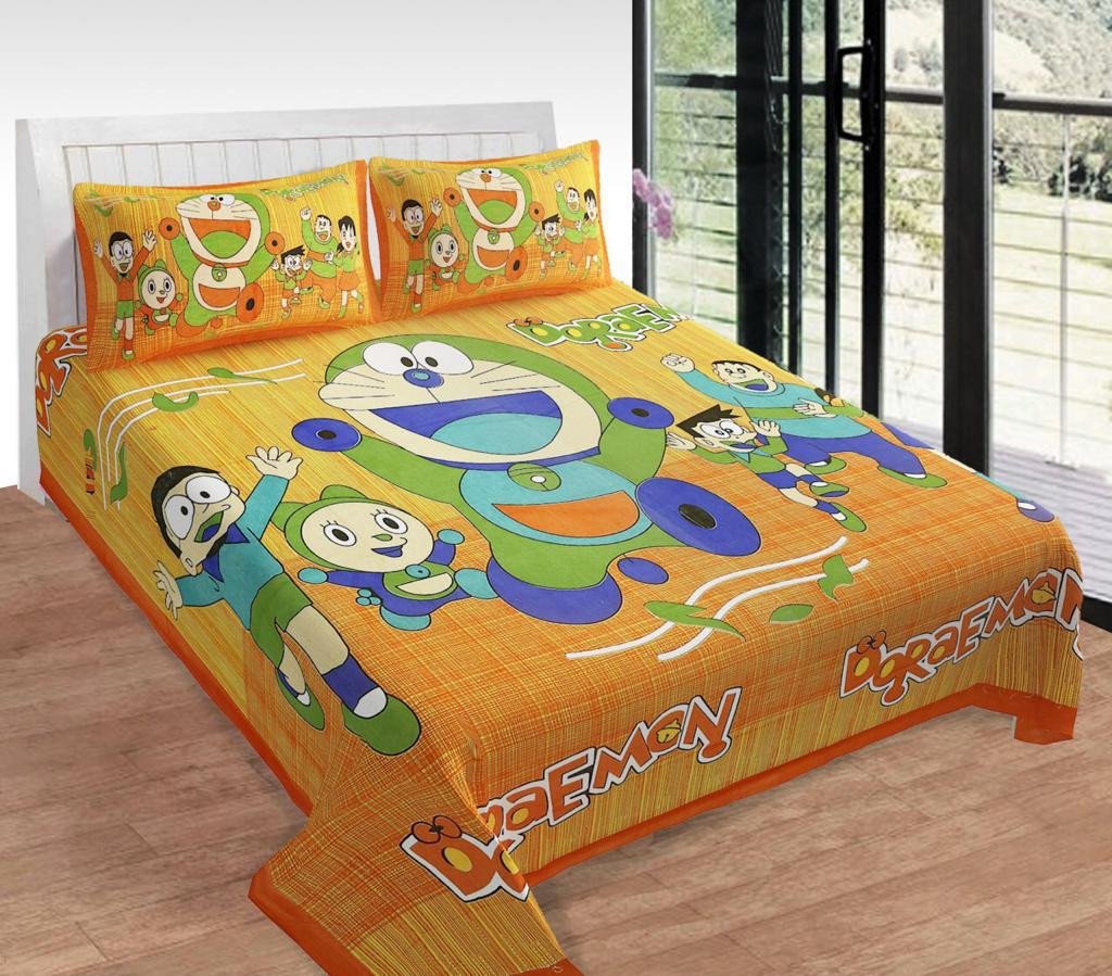 Sanganeri Mart Jaipuri Prints Cotton Bed sheet For Double Bed With Two Pillow Cover Size 85 x 95 Inch