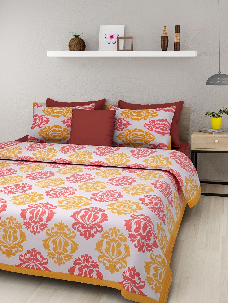Sanganeri Mart Jaipuri Prints Cotton Bed sheet For Double Bed With Two Pillow Cover Size 85 x 95 Inch