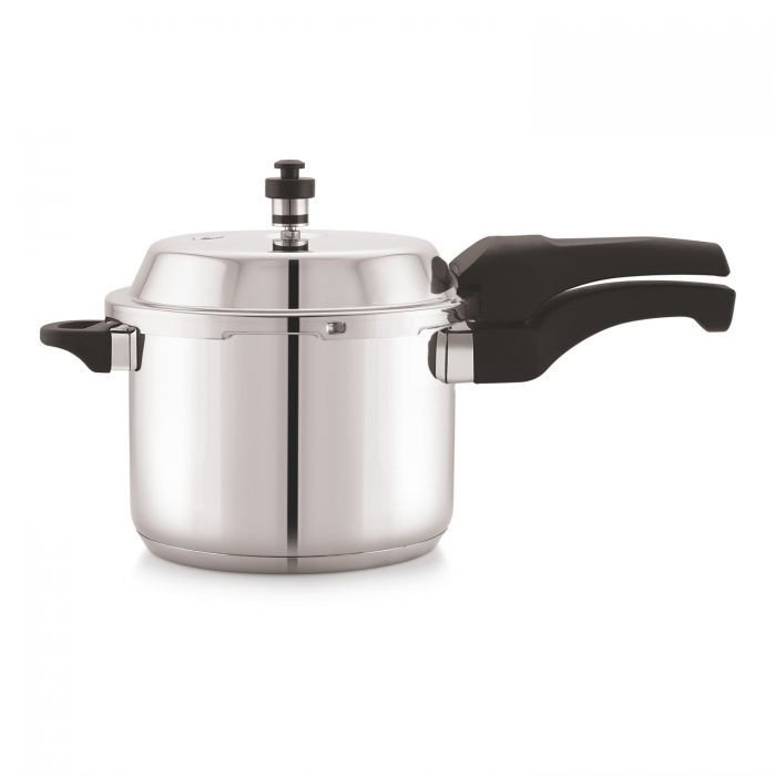 Cello 5 Litre ( 2 Container + 1 Lifter) Impact Bonded Chef Outer Lid Pressure Cooker- Cello Pressure Cooker (Color- Silver)