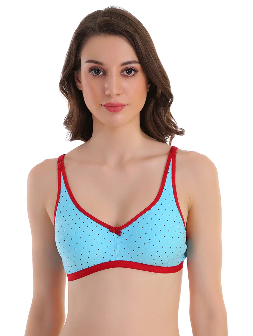Contrast Bind Polka Dot Bra