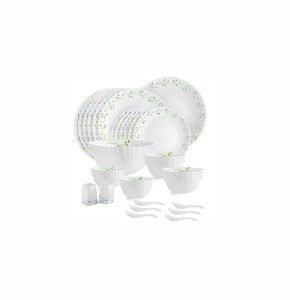 Cello Opalware Dazzle Tropical Lagoon Dinner Set, 37Pcs, White