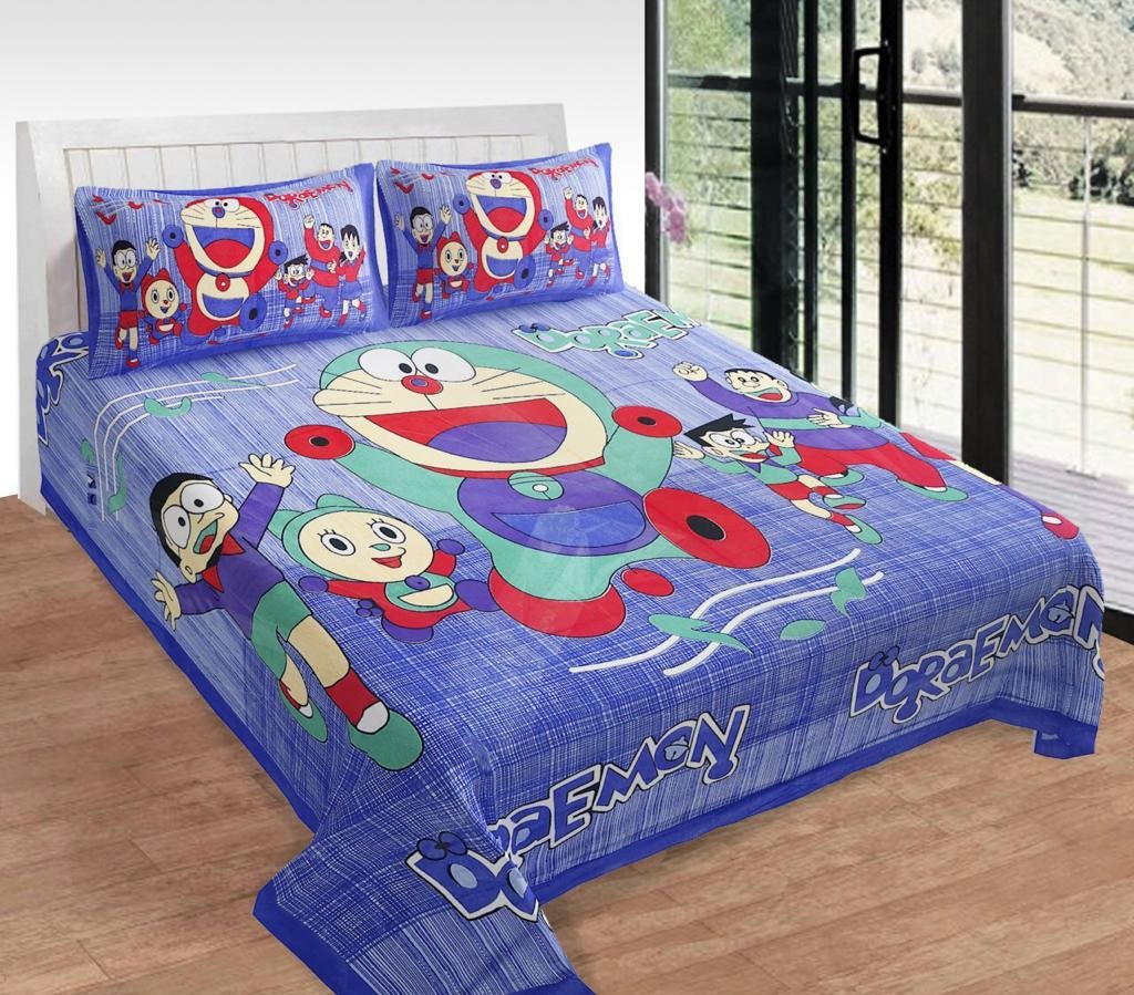 Sanganeri Mart Jaipuri Prints Cotton Bed sheet For Double Bed With Two Pillow Cover Size 85 x 95 Inch