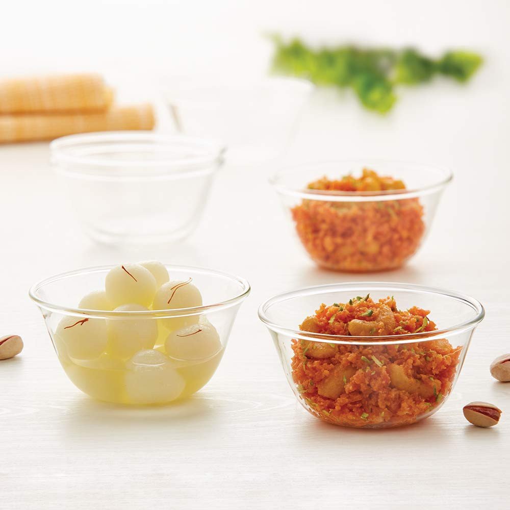 Borosil Glass Iwaki Katori Set Bowl Set-170ml-Set of 6-Transparent