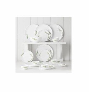 Larah by Borosil Pack of 19 Opalware Moon - Botanica Dinner Set  (Microwave Safe)
