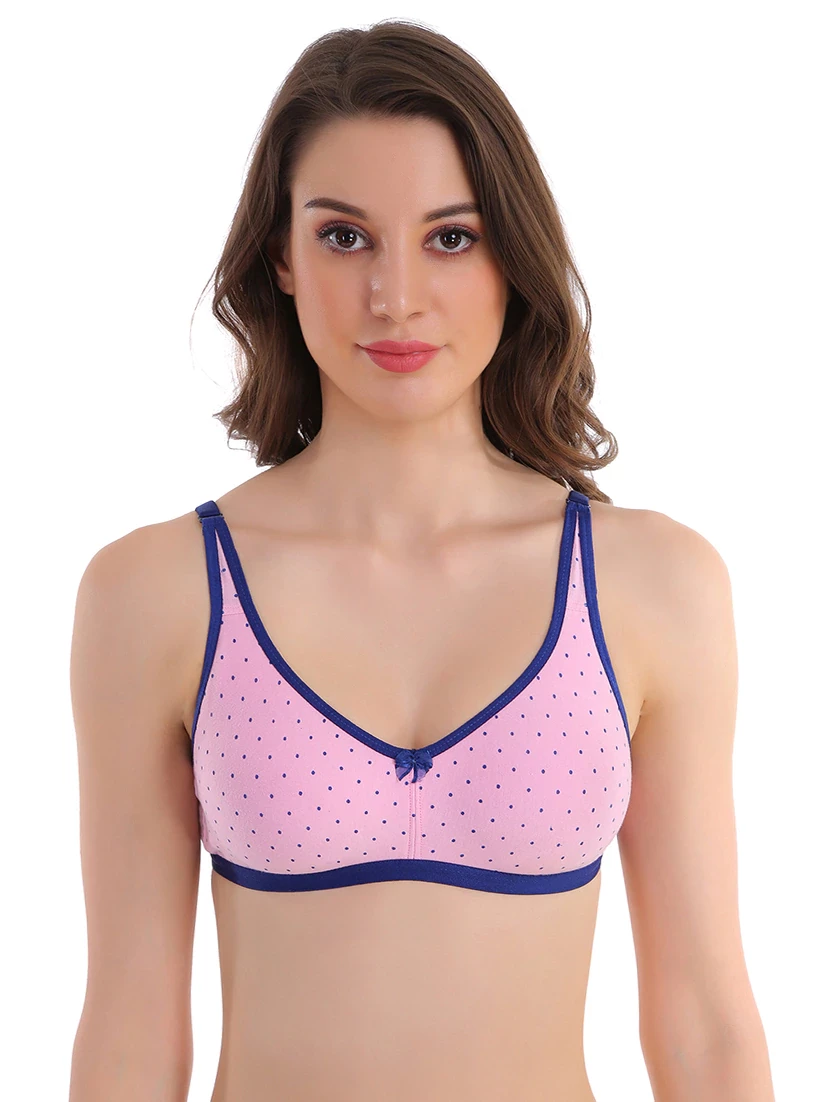 Contrast Bind Polka Dot Bra