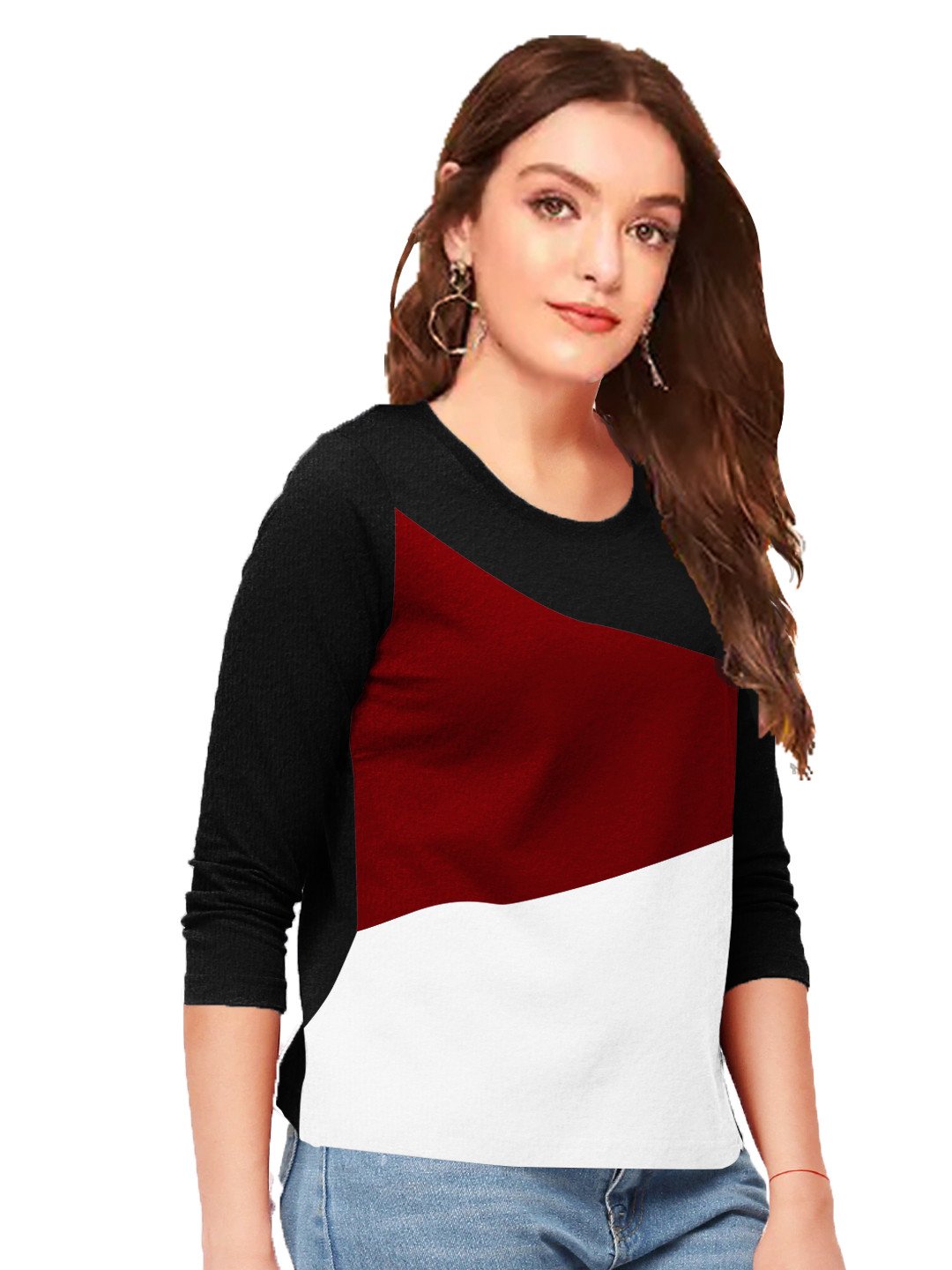Full Sleeve Color Block Women Sweatshirt