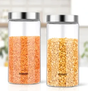 Endura Airtight Glass Jar Set of 2,Screw Top Lid, Oven Safe, Freezer Safe