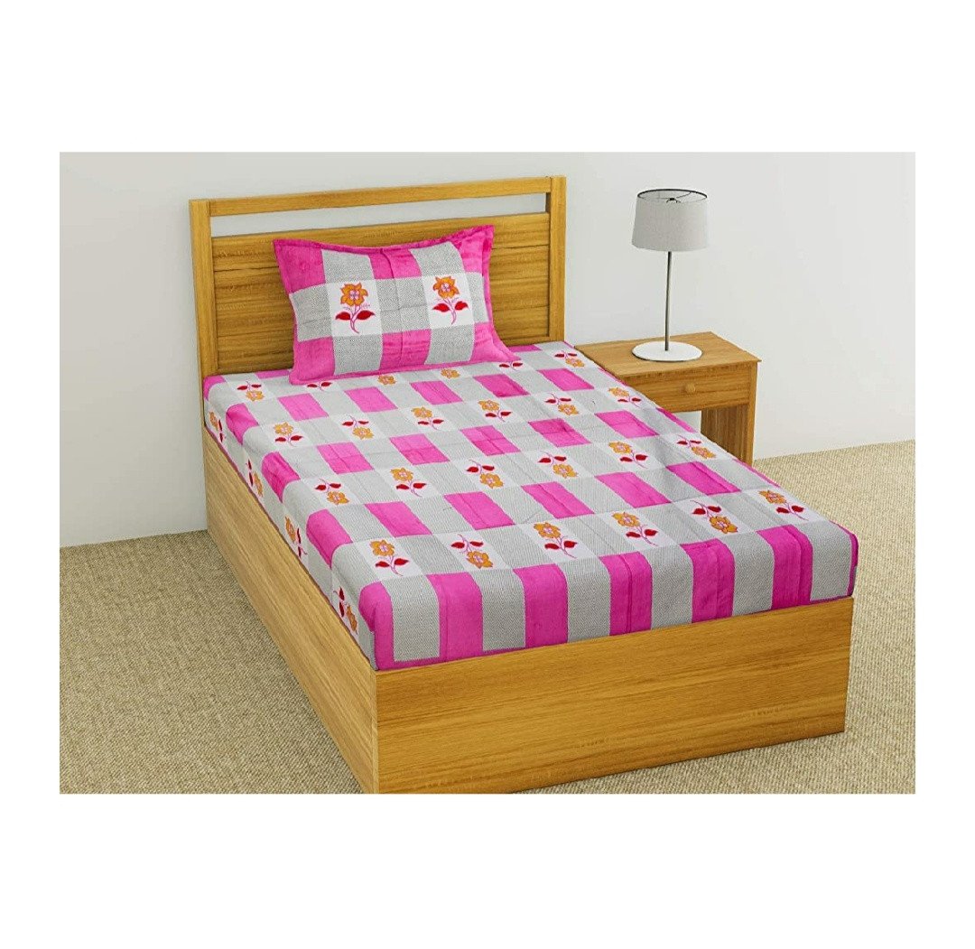 Sanganeri Mart Jaipuri Prints Cotton Bed sheet For Single Bed / Diwan Bed Sheet With One Pillow Cover Size 60 x 90 Inch