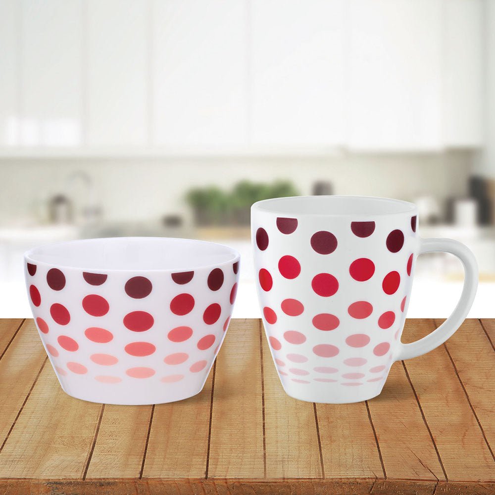 Larah By Borosil Polka Red Breakfast Set