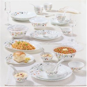 Larah by Borosil Matrix Silk Series Opalware 47 Pieces Dinner Set