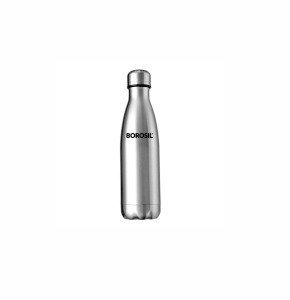 Borosil Stainless Steel HYDRA BOLT - Vacuum Insulated Flask Water bottle, 500 ML Silver