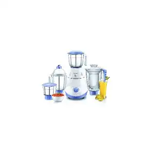 Prestige Iris 750 Watt Mixer Grinder with 3 Stainless Steel Jar + 1 Juicer Jar (White and Blue)