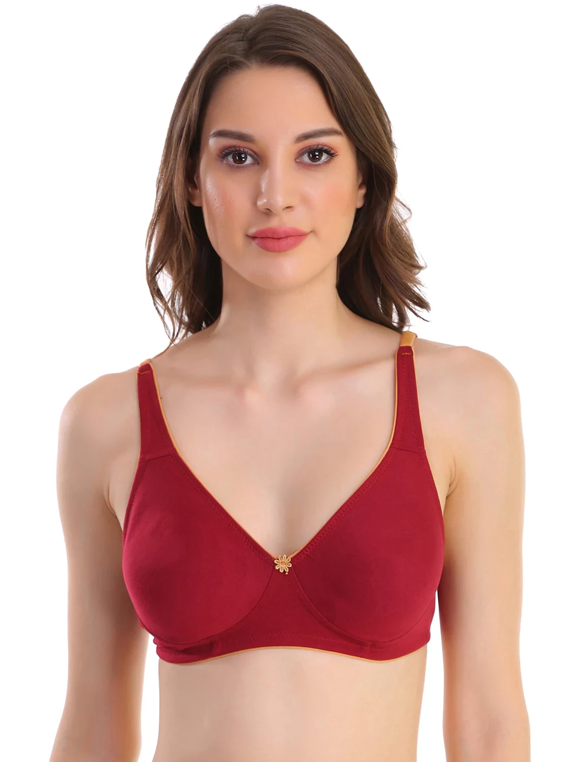 Maroon Cotton Blend Regular Bra