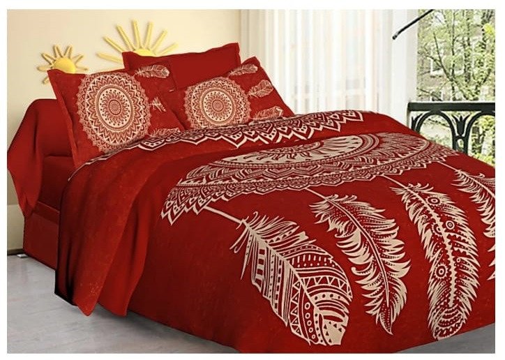 Sanganeri Mart Jaipuri Prints Cotton Bed sheet For Double Bed With Two Pillow Cover Size 85 x 95 Inch