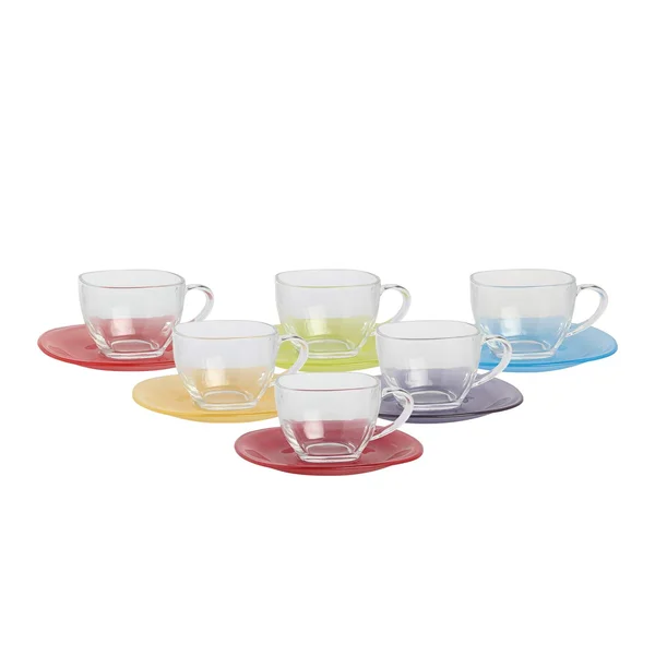 Luminarc Carina Rainbow Cup and Saucer Set, 12 Pieces,Glass